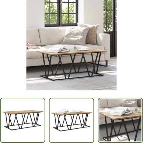 Wohnzimmermöbel - Couchtisch Artisan-Eiche 100 x 50 x 40 cm Sperrholz und Metall (1/5)