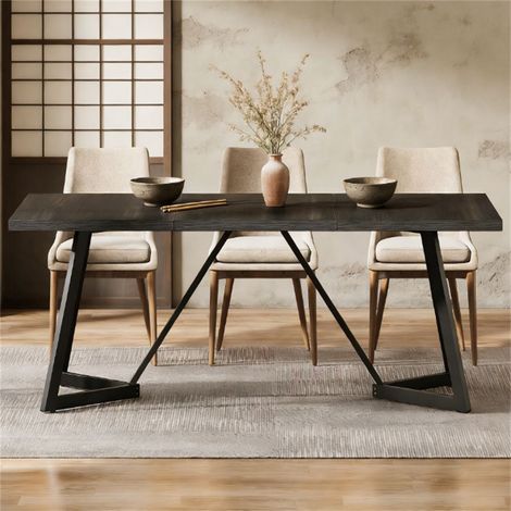Table de cuisine rectangulaire moderne de 180 cm pour 6 à 8 personnes, mobilier de salle à manger, grande table à manger familiale (1/5)