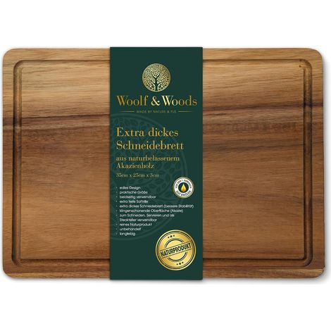 Planche à découper en bois d'acacia,extra épaisse,35 cm x 25 cm x 3 cm (1/5)