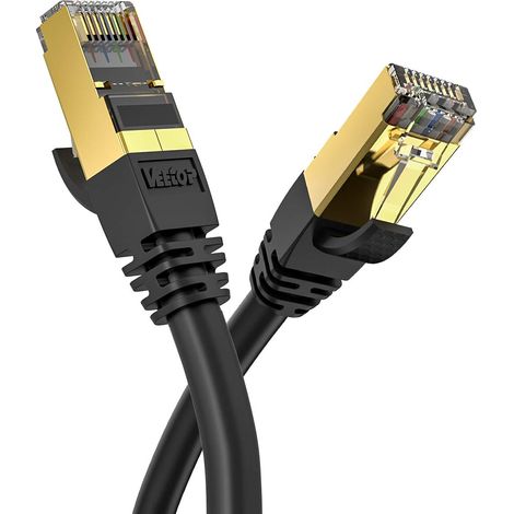 Cat 8 Ethernet Cable, RJ45 10 m Network Cable, Cat8 40Gbps 2000MHz Gigabit S/FTP Internet Lan Cable for Router, TVs, Faster than Cat 6/Cat 7 (1/5)