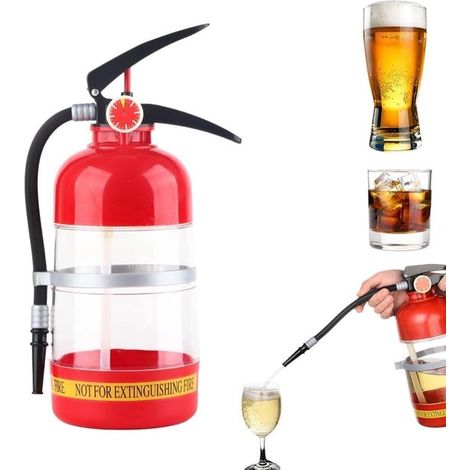 Dispensador de bebidas de 1,5 litros, Bomba de plástico rojo para cerveza, whisky y vino, Con forma de extintor de incendios, Para usar en bares (1/5)