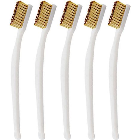 Lot de 5 brosses métalliques à manche en plastique, brosses à gratter en cuivre pour le nettoyage des scories de soudure et de la rouille.-18.50X2.50X1.50CM-White (1/3)