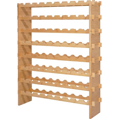 Mophorn Casier à vin modulaire pour 72 bouteilles, étagère à 8 niveaux, rangement autoportant et stable, idéal pour la cuisine, garde-manger, cave ou bar, finition naturelle (1/5)