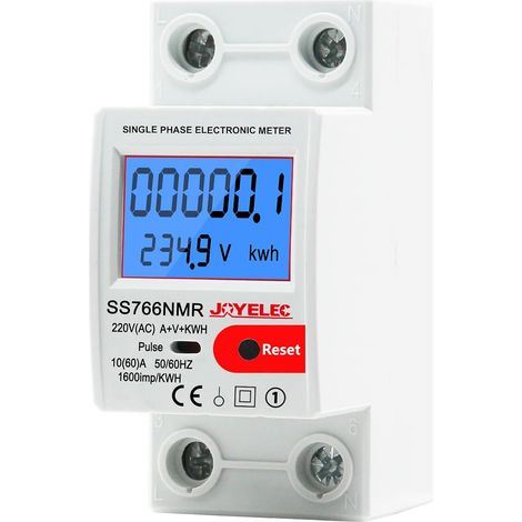 Compteur Électrique Monophasé, Fonction de réinitialisation,Consommation avec Écran LCD,10(60) A 230V affichage de la consommation d'énergie (1/5)