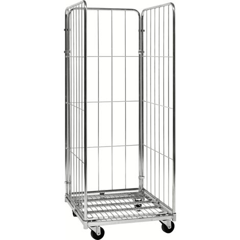 Kongamek Rollcontainer verzinkt 720x800x1800mm mit 3 Gitterwänden mit Bremse (1/4)