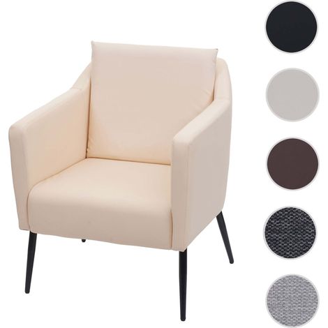 Fauteuil de salon HWC-H93a, fauteuil cocktail fauteuil relax fauteuil - Tissu/Textile crème-beige (1/5)