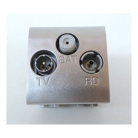 Prise TV-FM-SAT aluminium Tech 2 modules encastré sans support 1 entrée série Living Light BTICINO NT4210D