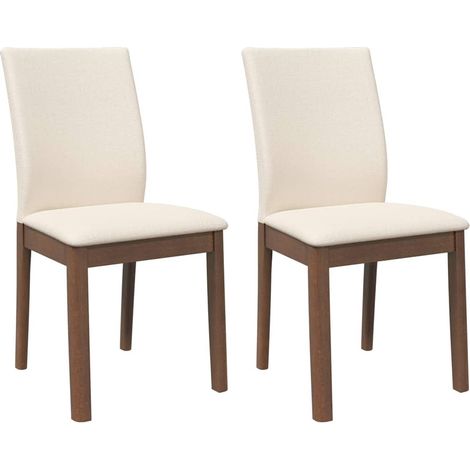 Lot de 2 Chaises à manger,Chaise de cuisine coussins marron bois massif caoutchouc CFW60530 (1/5)