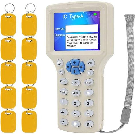 Lector/grabador/copiador NFC de tarjetas inteligentes RFID KDL de 13,56 MHz/duplicador de 125 kHz con software de decodificación multifrecuencia y compatibilidad USB con llaveros programables de doble (1/5)