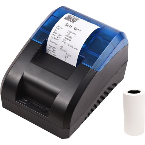 Imprimante thermique de reçus 58 mm, connexion USB, impression codes-barres et logos, compatible iOS Android Windows, 1 rouleau papier inclus (1/5)