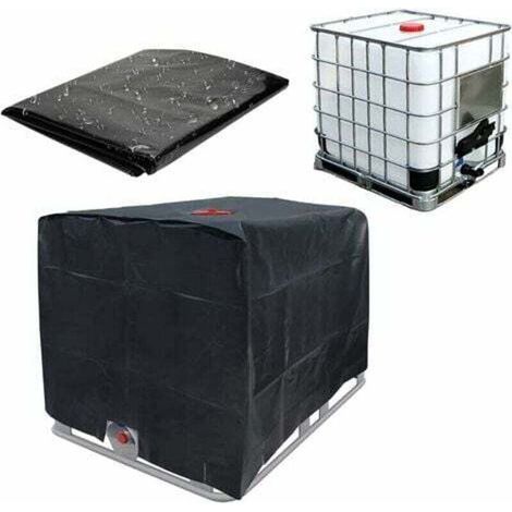 Telo per serbatoio d'acqua, copertura per serbatoio IBC da 1000 litri, copertura protettiva per contenitore serbatoio d'acqua, antipolvere, resistente ai raggi UV, impermeabile, 120x100x116 cm (nero), (1/4)
