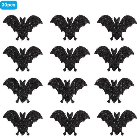 30 Pièces de Décoration Halloween Chauves-souris Noires en Non Tissé, 10cm (1/5)
