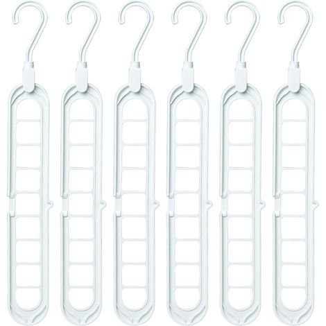 Lot de 6 cintres multifonctions pour armoire : organisateur porte-cintres, gain de place, armoire intérieure, accessoires intérieurs, cintres multiples, organiseur de maison blanc (1/4)