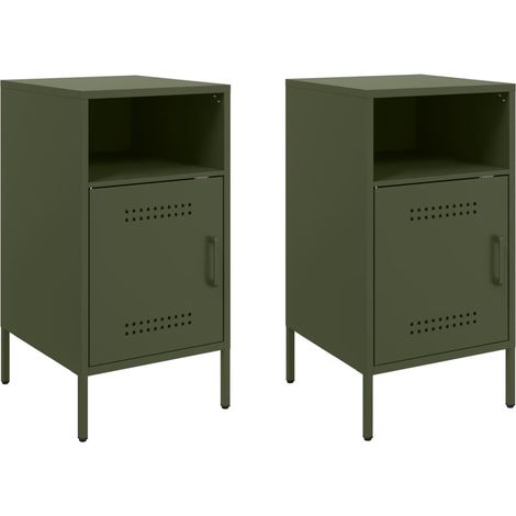Maison Exclusive - Nachttische 2 Stk. Olivgrün 36x39x68 cm Stahl