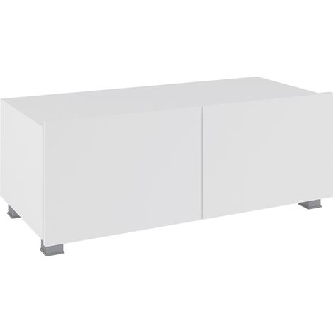 Wohnzimmer TV Lowboard mit 2 Türen, stehend oder hängend, in weiß Hochglanz CAIRNS-132, B/H/T ca. 100/37/43 cm (1/4)
