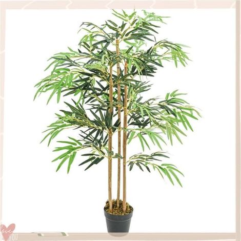 Bambou artificiel - VINGVO - 358985 - 730 feuilles - 120 cm - Feuilles textiles (1/4)