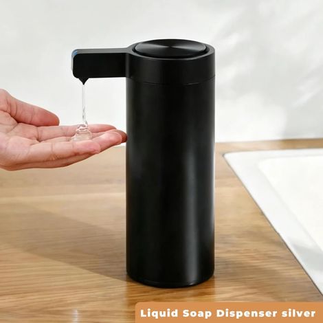 (X12C Noir) Distributeur de savon de cuisine automatique 270 ml avec capteur de niveau de gel hydroalcoolique, distributeur de savon intelligent électrique en acier inoxydable 304 (1/5)