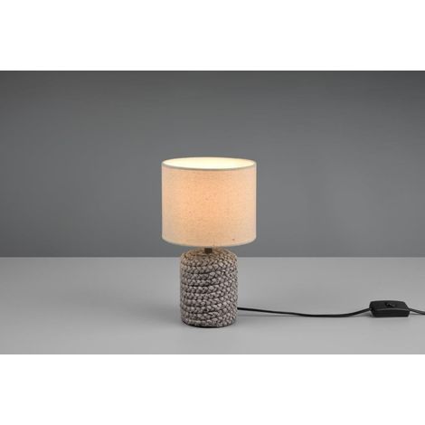 MALA LAMPADA DA TAVOLO CERAMICA MARRONE PARALUME BEIGE H.26CM (1/2)