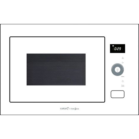 Micro-ondes intégré 25 l avec grill à quartz, 1200 W, 900 W, 8 programmes automatiques, verre blanc, 60 cm (1/2)