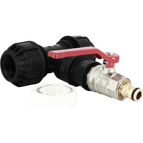 Multicuves – Kit couplage cuve – Raccord Té 32 mm – Vanne 1/4 de tour – Embout rapide 15 mm pour raccordement eau de pluie (1/3)