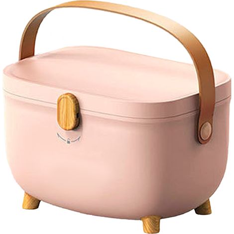 Boîte de rangement de médicaments ovale, Double couche, grande capacité, organisateur multi-compartiments pour maison, dortoir, rose (1/5)