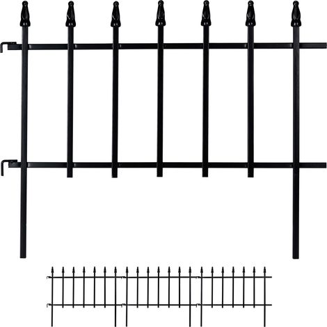 Relaxdays Recinzione da Giardino, in Ferro, 4 Elementi, Espandibile, Decorativo, Design Gotico, HxL: 45,5x226 cm, Nero (1/5)