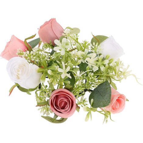Couronne de Bougies Anneaux de Bougies Printanières Artificielle en Fleurs de Soie Légères et Faciles à pour Décoration de Table de Fête ou Festival (1/5)