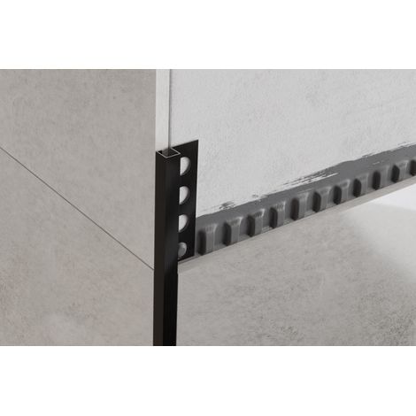 Dekoratives QS-Profil aus rostfreiem Stahl für Fliesen 1.2cm x 270cm - Schwarz satiniert