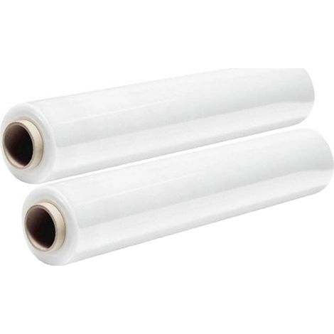 Film Estensibile Set 2 bobine trasparente Per Imballaggi 2,2 Kg 50cm Pellicola Manuale 23 Micron rotolo imballi pedane cartoni spedizioni trasloco (1/4)