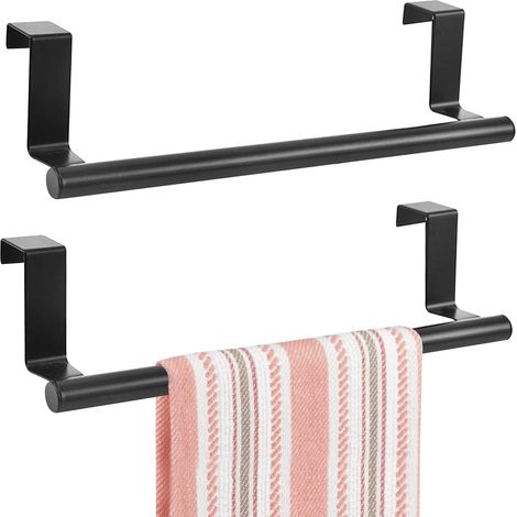 Pièces Barre Porte Torchon, Acier Inoxydable, 36cm, Sans Percage, Noir, Cuisine Salle de Bain (1/5)