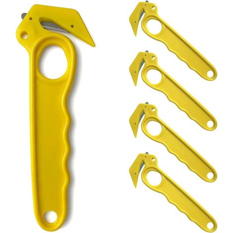 Cutter de Décartonage pour Carton 4 Pack Cutter Couteau Crochet Couteau de Sécurité Jaune Film Bulle (1/5)