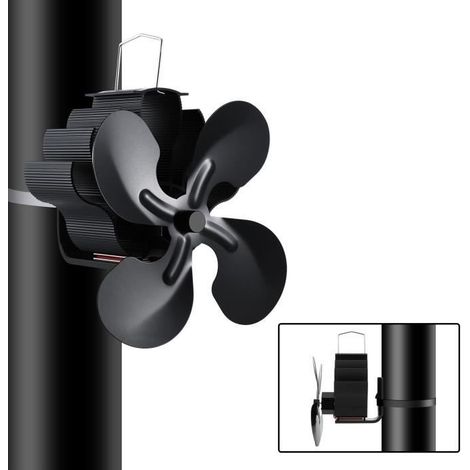 (Noir)Ventilateur pour poêle à 4 pales Alimenté par la chaleur - Noir (1/4)
