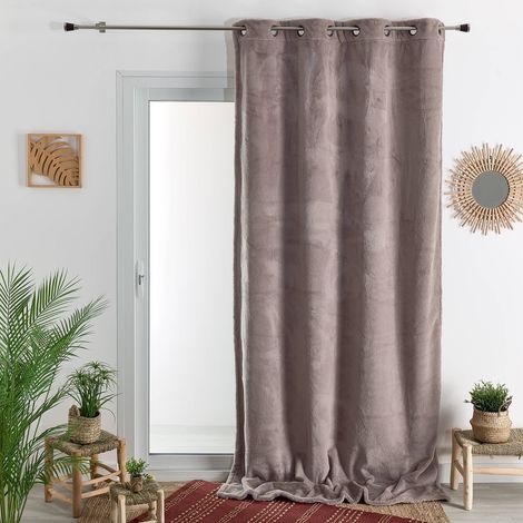 Rideau épais imitation fourrure polaire Taupe 140x260 cm (1/3)