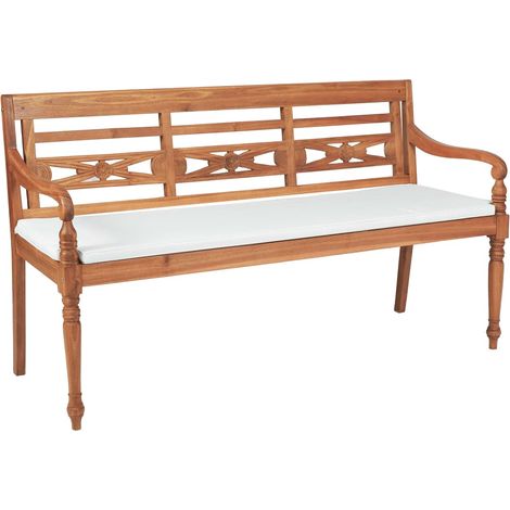 Batavia Gartenbank mit Polstern 150 cm Teak