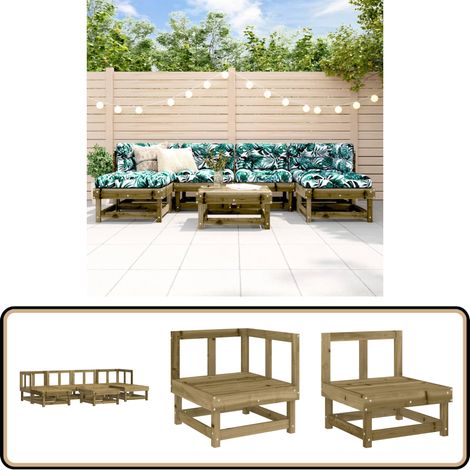 7-tlg. Garten-Lounge-Set Kiefernholz Imprägniert - Gartenmöbel - Loungesessel - Rattan Möbel - Outdoor Furniture - Gartengeräte