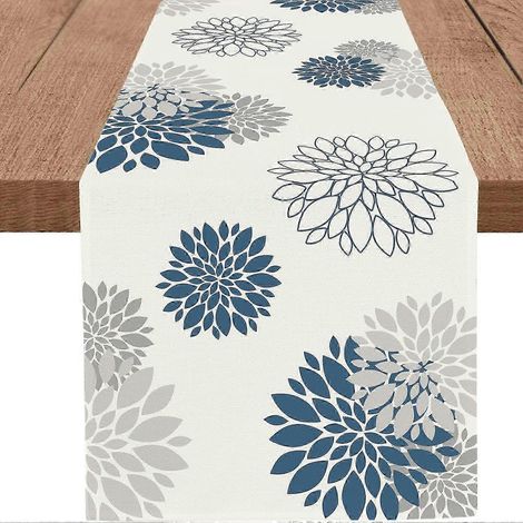 Chemin de table géométrique moderne et élégant à pompons, style ferme, 25-26 pouces, pour repas à la maison ou fêtes, 13 x 90 pouces. (1/4)