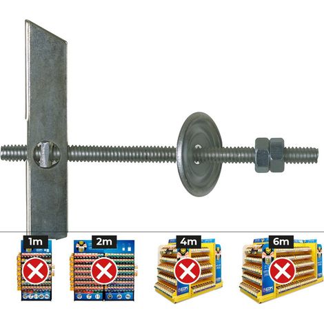 Perno filettato M6 forcellone con rondella e dado Ø3x11x8cm (scatola da 50 unità) (1/2)