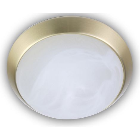LED Deckenleuchte rund, Glas Alabaster, Dekorring Messing matt, Ø 30cm (1/4)