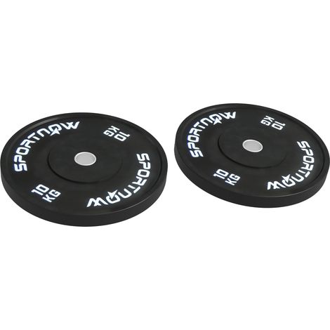 Set di 2 Dischi Palestra da 10kg per Bilanciere e Manubri con Attacco Ø5cm Nero (1/5)