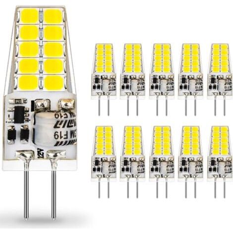 Lampada LED G4 12 V AC/DC, bianco freddo 6000 K, 2 W, 220 lm, equivalente a lampade alogene da 20 W, non dimmerabile, confezione da 10 [Classe energetica E] (1/4)