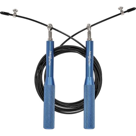 Cuerda para saltar PRO fitness de aluminio con rodamientos - azul y negro S06 (1/4)