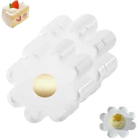 Assiette Jetable-40Pcs- Assiettes Plates en Carton à Thème Marguerite/Daisy avec Papier de Soie et Estampage Aluminium pour Anniversaire, Mariage, Fête - Design Festif（18cm） (1/5)