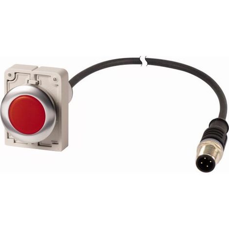 Voyant lumineux RMQ Compact Flat rouge 24 V AC/DC cable (noire) avec connecteur M12A 4-pole 1 EATON C30C-FL-R-24-P5