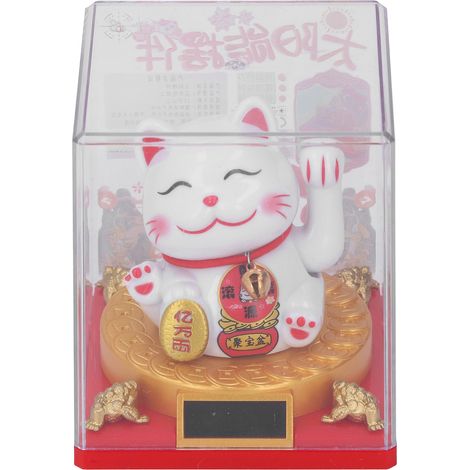 Gatto portafortuna Maneki-Neko automatico ad energia solare in plastica per ufficio, auto e decorazione Feng Shui per interni (1/5)
