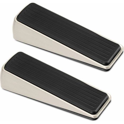 Cuña para puerta, tope de puerta de 2 piezas, tope de puerta de suelo, cuña de puerta resistente de zinc y caucho, para puertas de baño, cocina, habitación infantil y oficina. (1/5)
