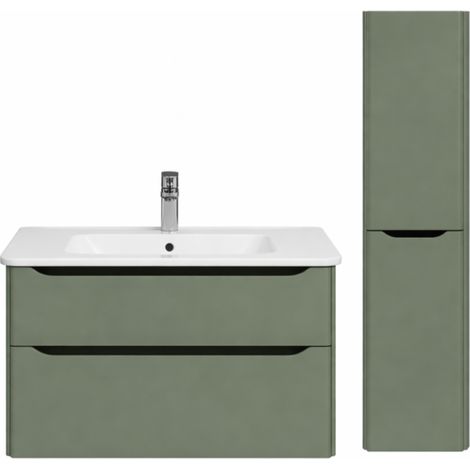 Mueble de lavabo de pared VITRA Sento Round de 80 cm en verde mate + columna derecha (1/5)