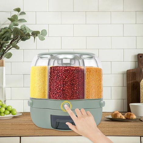 Müsliespender 6 Fach Getreidespender Drehbar Müslibehälter Vorratsbehälter 8kg (1/5)