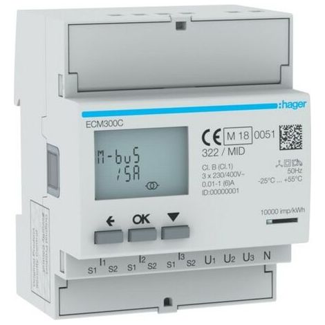 COMPTEUR TRI IND. MBUS MID - GESTION DU BATIMENT HAGER ECM300C (1/3)