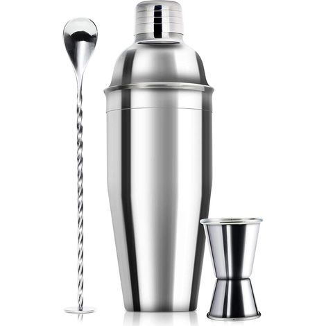 Ensemble shaker à cocktail 750 ml – Mélangeur professionnel margarita, doseur et cuillère – Outils de bar en acier inoxydable avec passoire intégrée (1/5)
