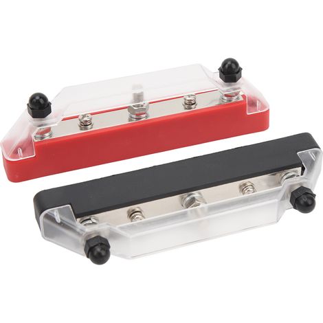 paire de barres omnibus 150 A, bloc de distribution d'alimentation DC12V à 48V, bornier à 3 goujons M6 pour voiture, bateau, caravane, camping-car (sans bornes). (1/5)